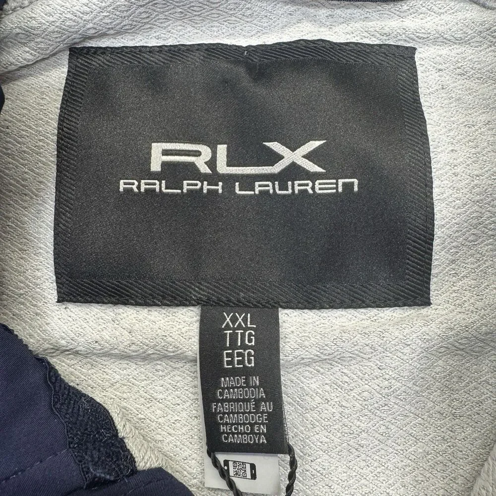 NEW RLX Golf Ralph Lauren Mens Performance Terry 1/2-Zip Hoodie 2XL Blue Gray
